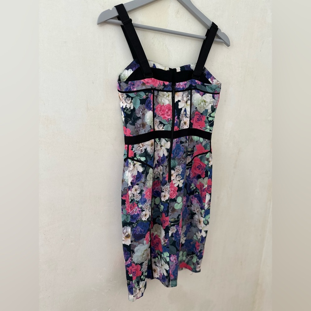 REBECCA MINKOFF Floral Bustier 100% Rayon Cocktail Wedding Guest Dress Size 0 - Picture 8 of 13